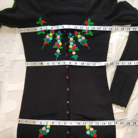 Vintage Betsey Johnson floral embroidered cardigan S - Picture 13 of 14